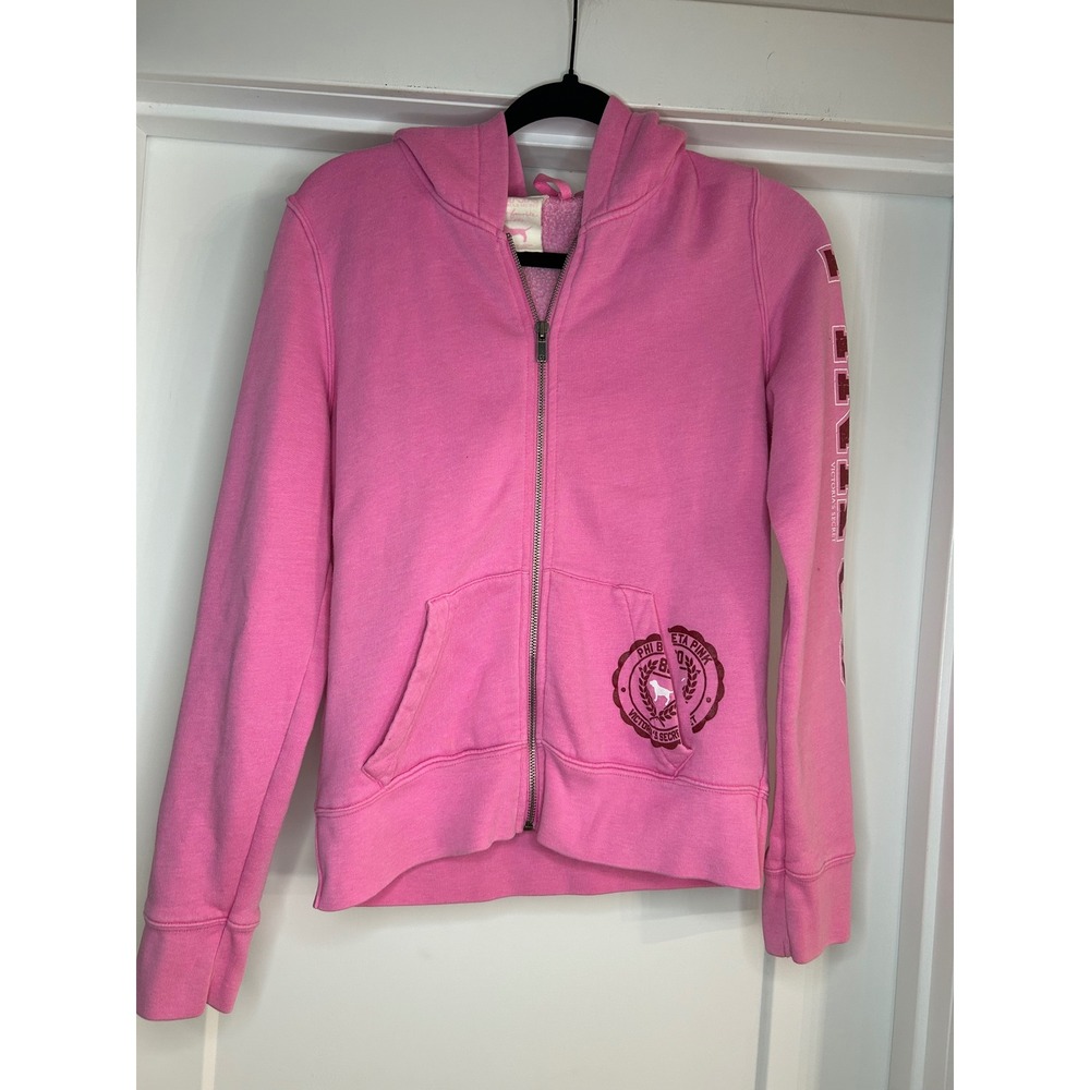 Victoria's Secret PINK Phi Beta Pink Full Zip Hoodie Sorority Sweatshirt Small